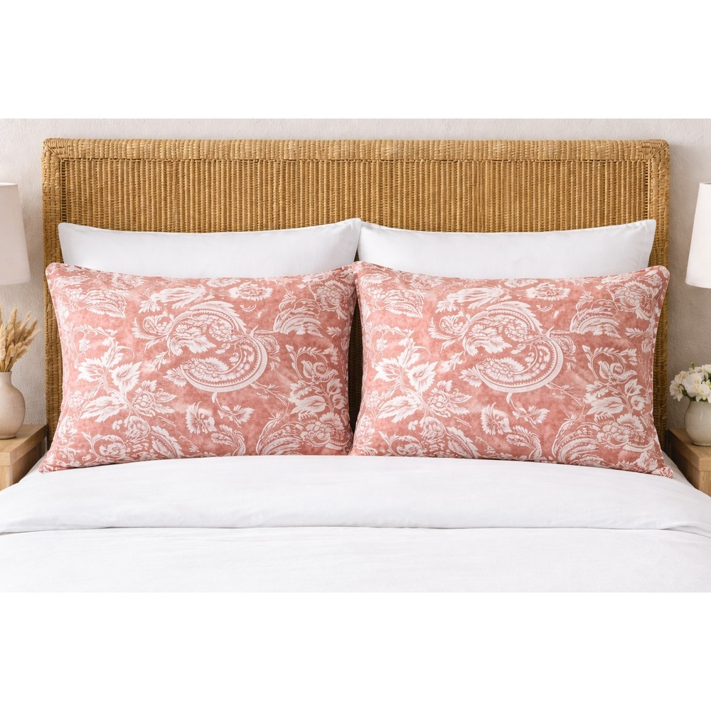 Pottery Barn Alessandra Terracotta King Pillowcases Linen Blend Pair Set of 2